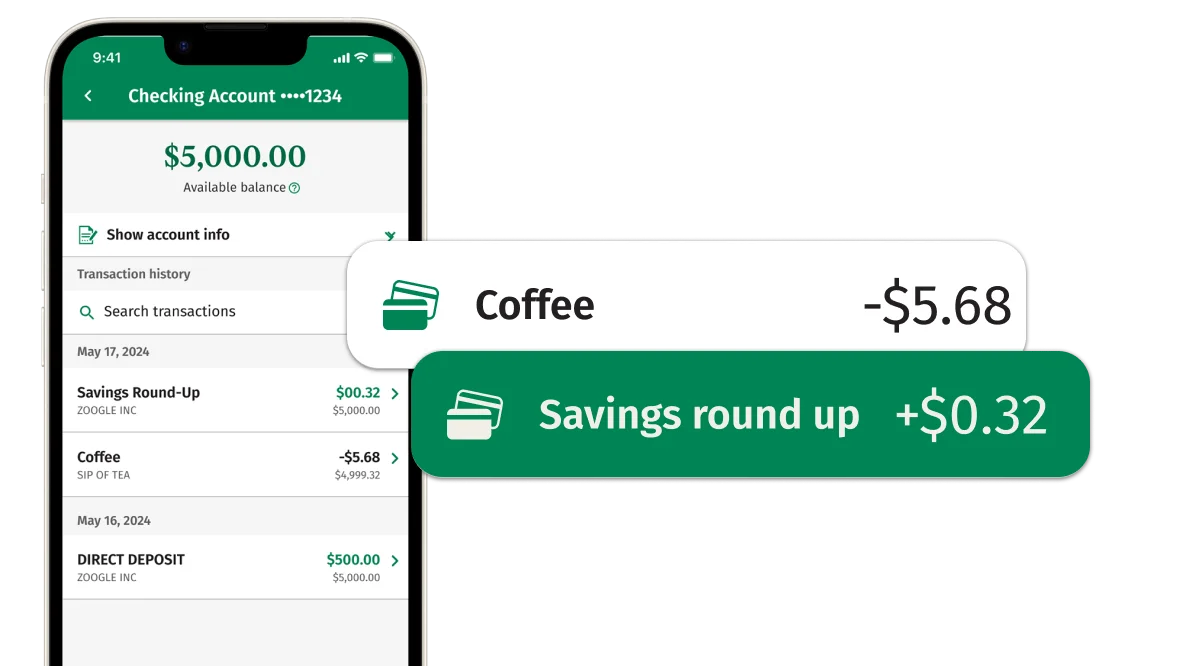 Phone image of checking account on app